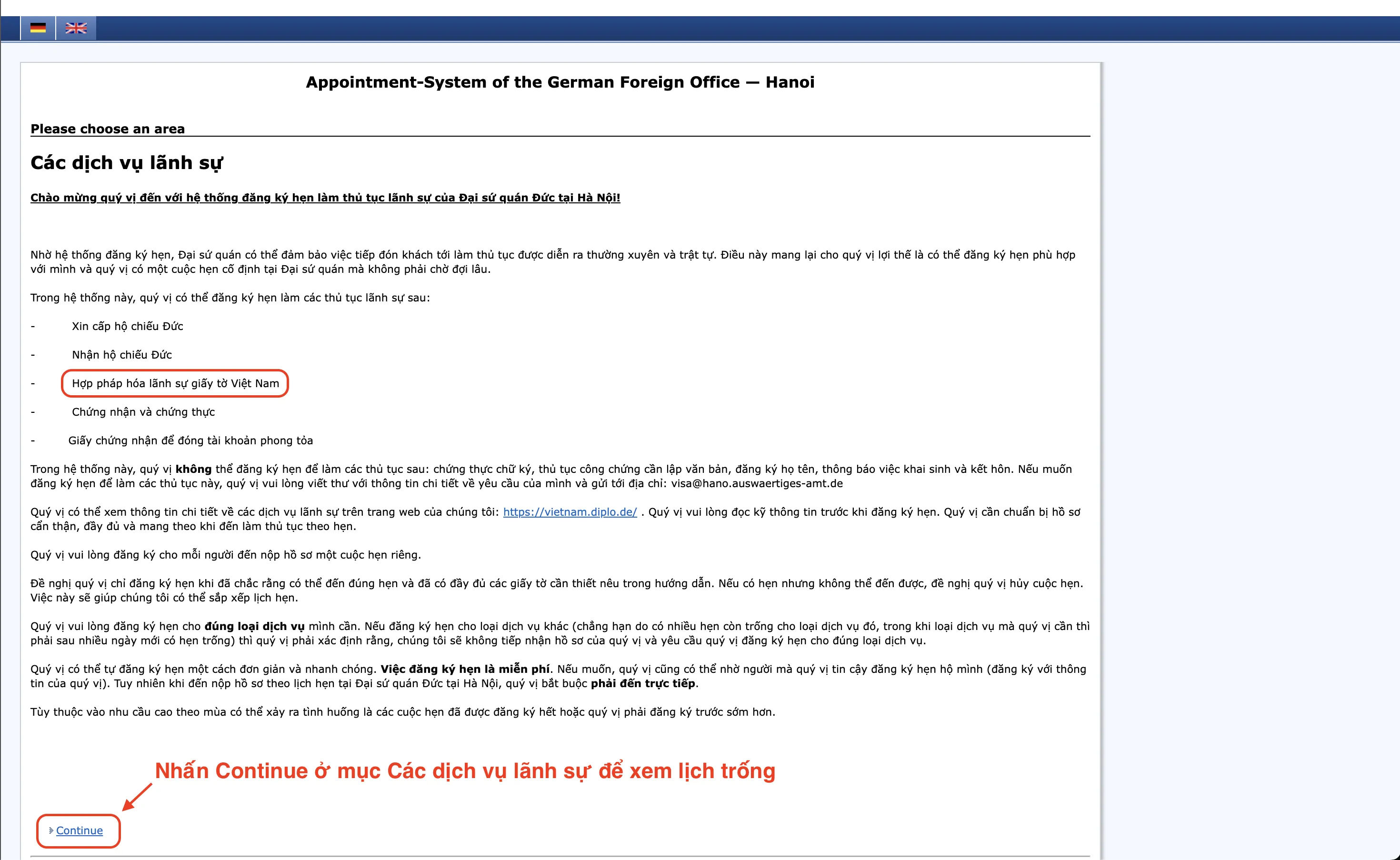 Hướng dẫn đặt lịch hẹn với Đại sứ quán Đức