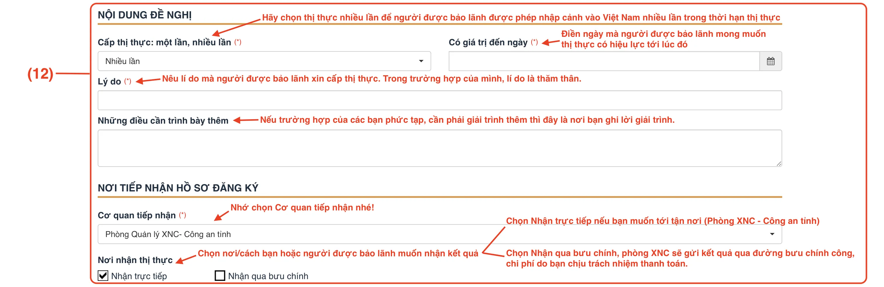 Nội dung đề nghị visa thăm thân